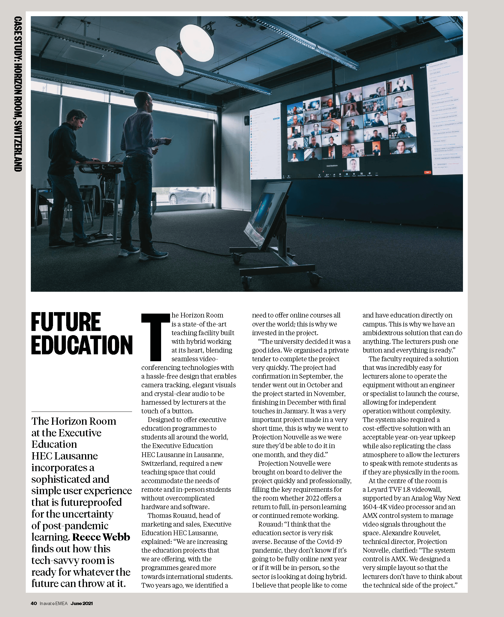 Projection Nouvelle dans Inavate Magazine